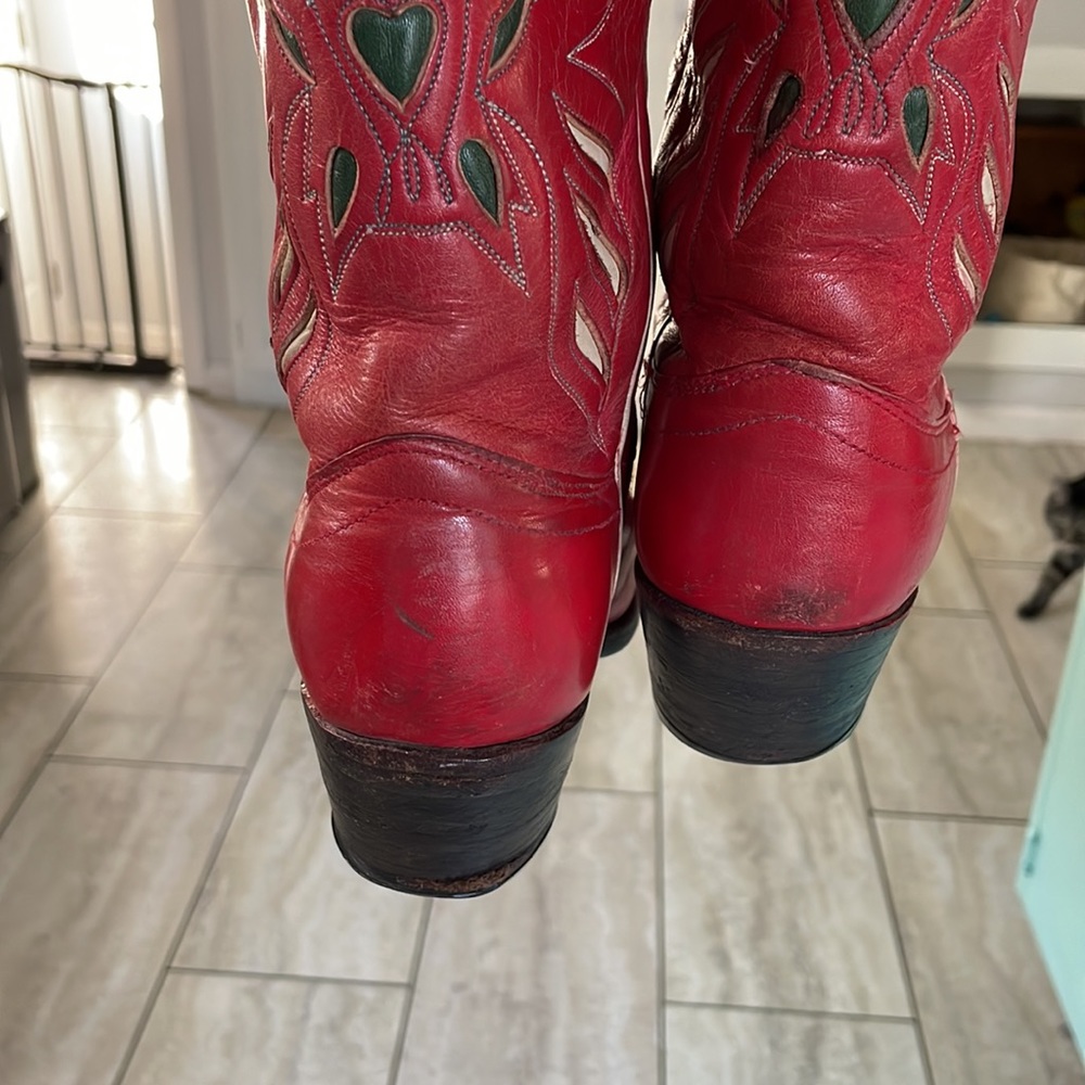 VTG Ralph Lauren Red Phoenix Bird Cowboy Boots Size 7 - Picture 3 of 12